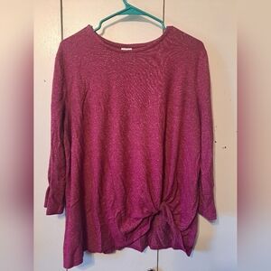 Serra Maroon 3/4 In. Sleeve Knotted Shirt
